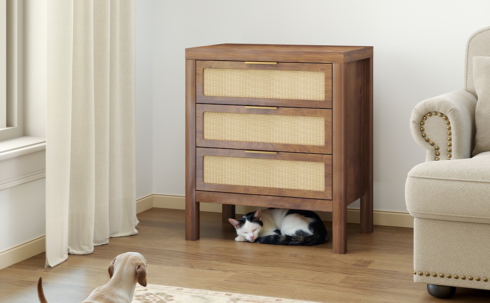 Bedside Table 3 Layers Large Capacity Drawer Design Multifunctional Wooden