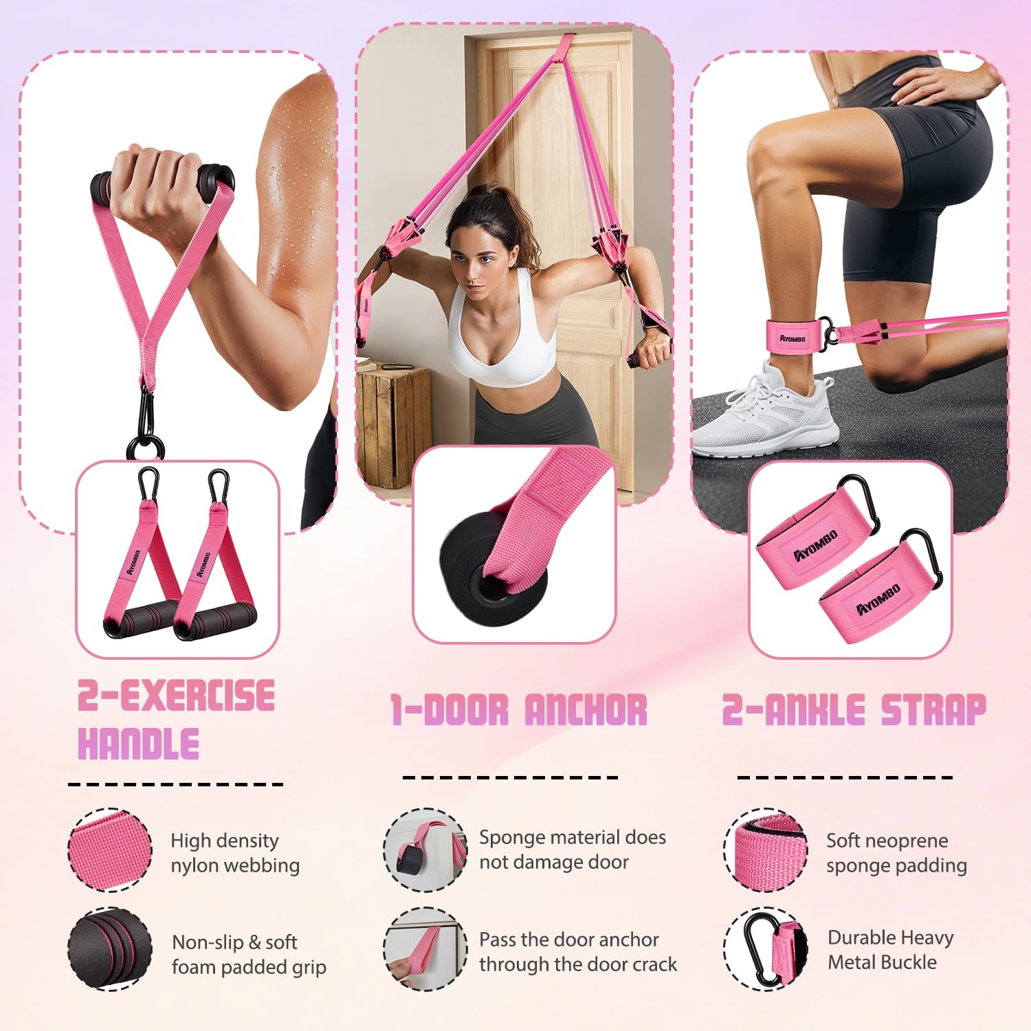 Resistance Bands, Exercise Bands with Handles for Working Out, Fitness Bands ...