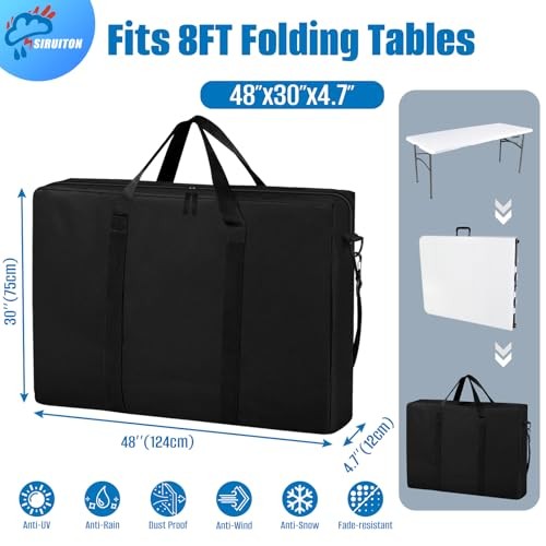 Folding Table Storage Bag, Portable 600D WaterProof 8FT Folding Table Bag