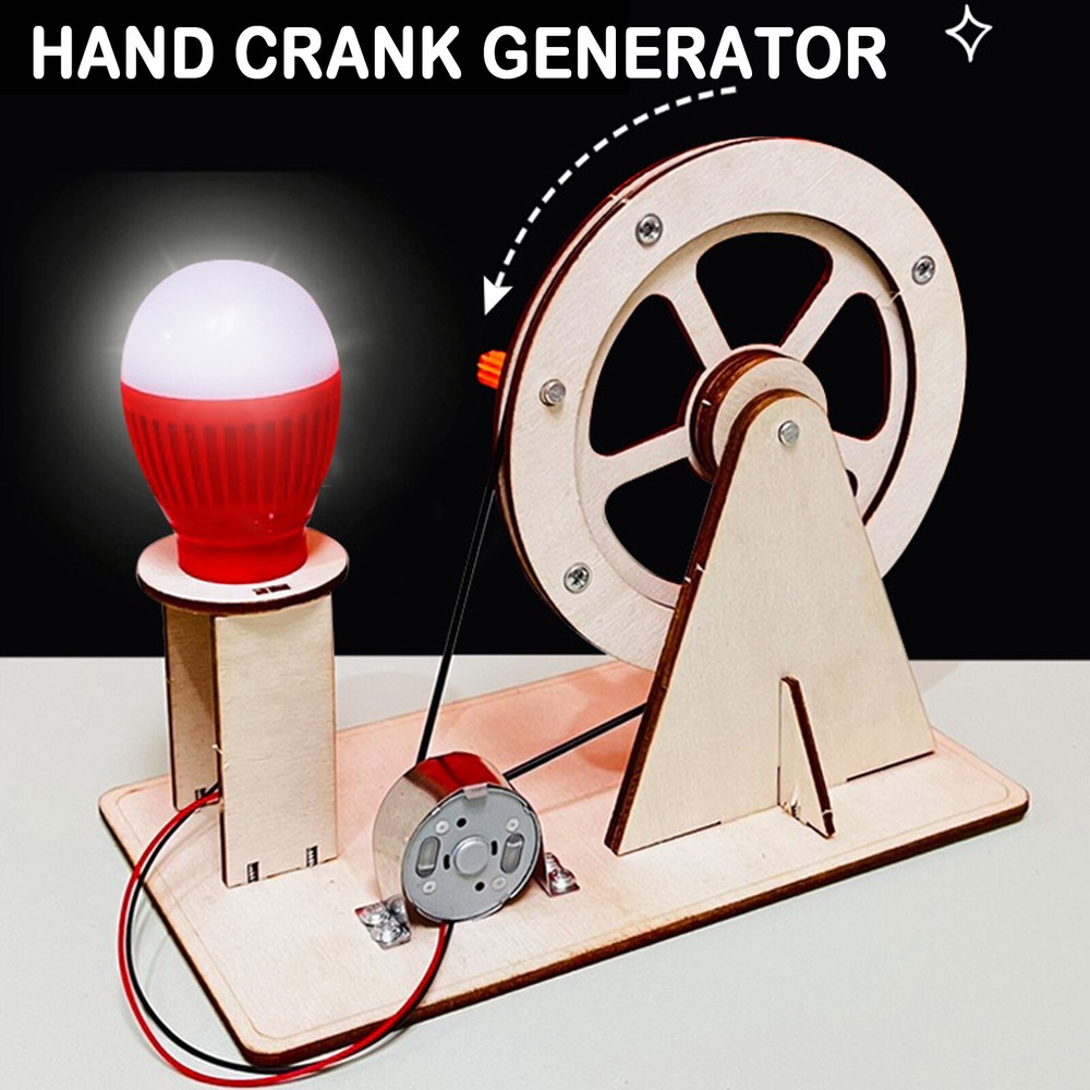 DIY Hand Crank Generator Model Kit Student Physics Experiments Educational Toy