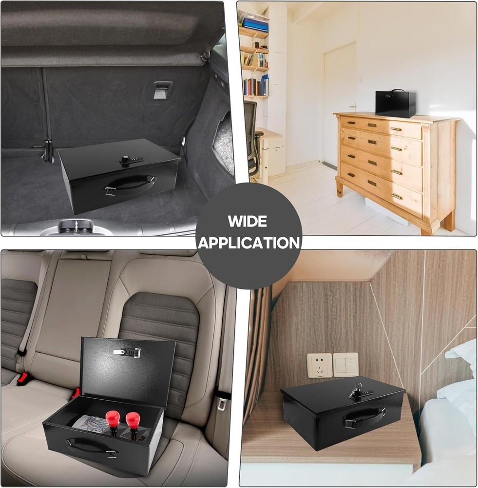 Fireproof Lock Box with Key&Combination Lock-Fire Safe Document Box,Portable