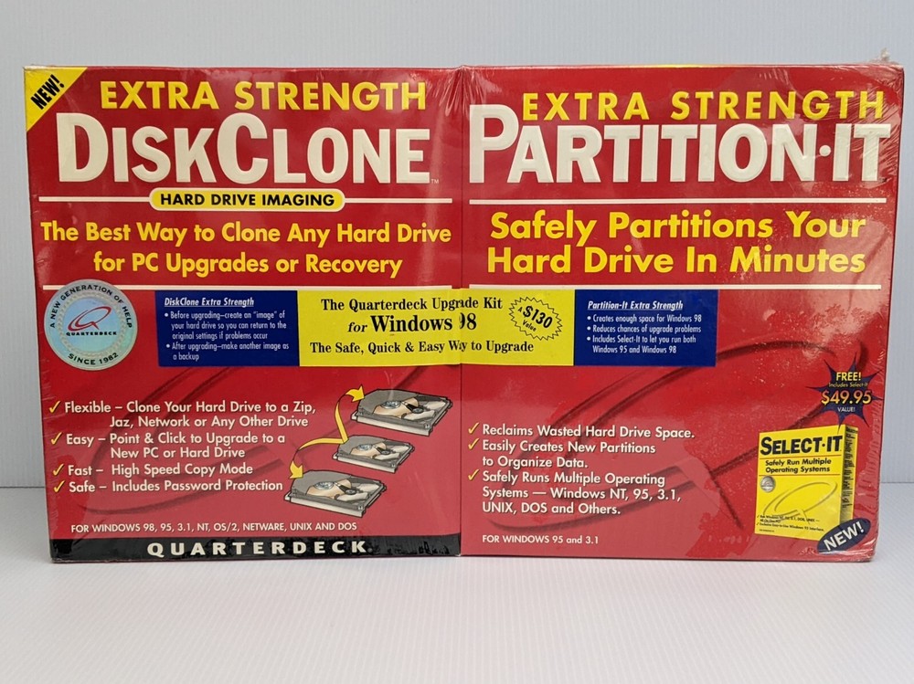Extra Strength DiskClone & Partition It Quarterdeck: Software / VTG 1998 Windows