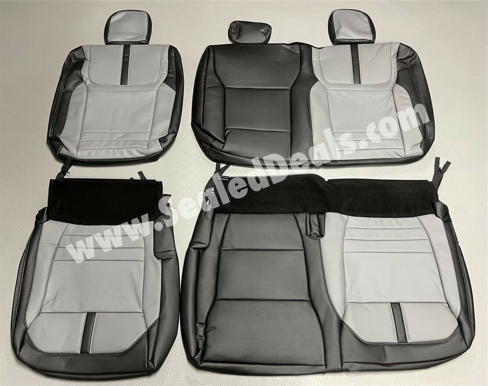 Black & Gray Leather Seat Covers for 2023-25 Ford F250 F350 STX XL XLT Crew Cab