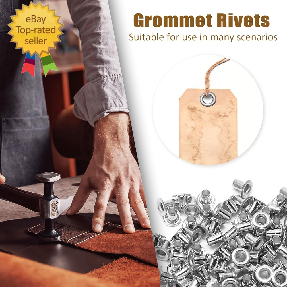 2MM Tiny Grommets Eyelets 200 Pcs, Self Backing Eyelets for Bead Cores, Clothes,