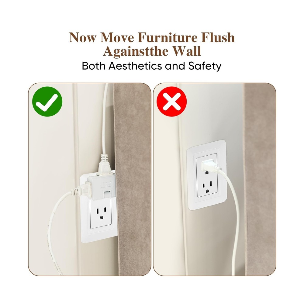 3 Way Flat Wall Outlet Extender Adapter- 4 Pack 180 Degrees Rotatable Flat Pl...