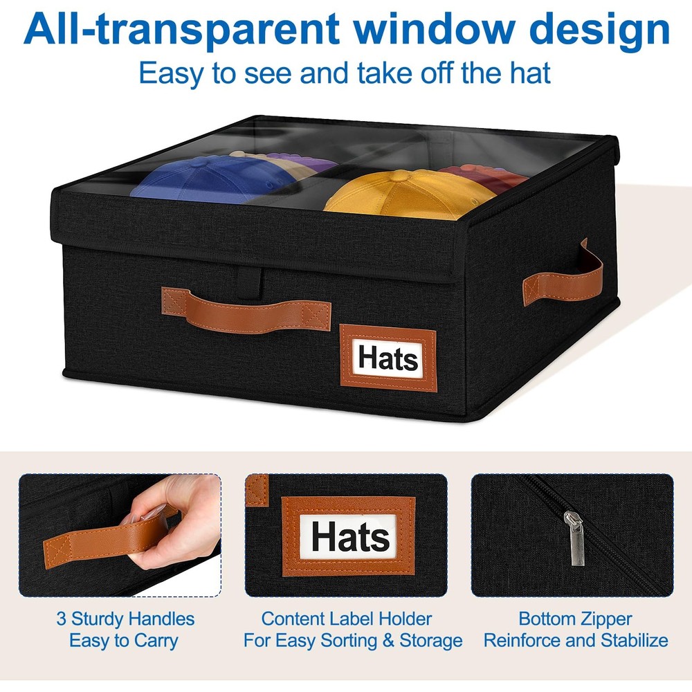 Dofilachy 2-in-1 Stackable Hat Storage for 16.5 x x 7 inches, Black