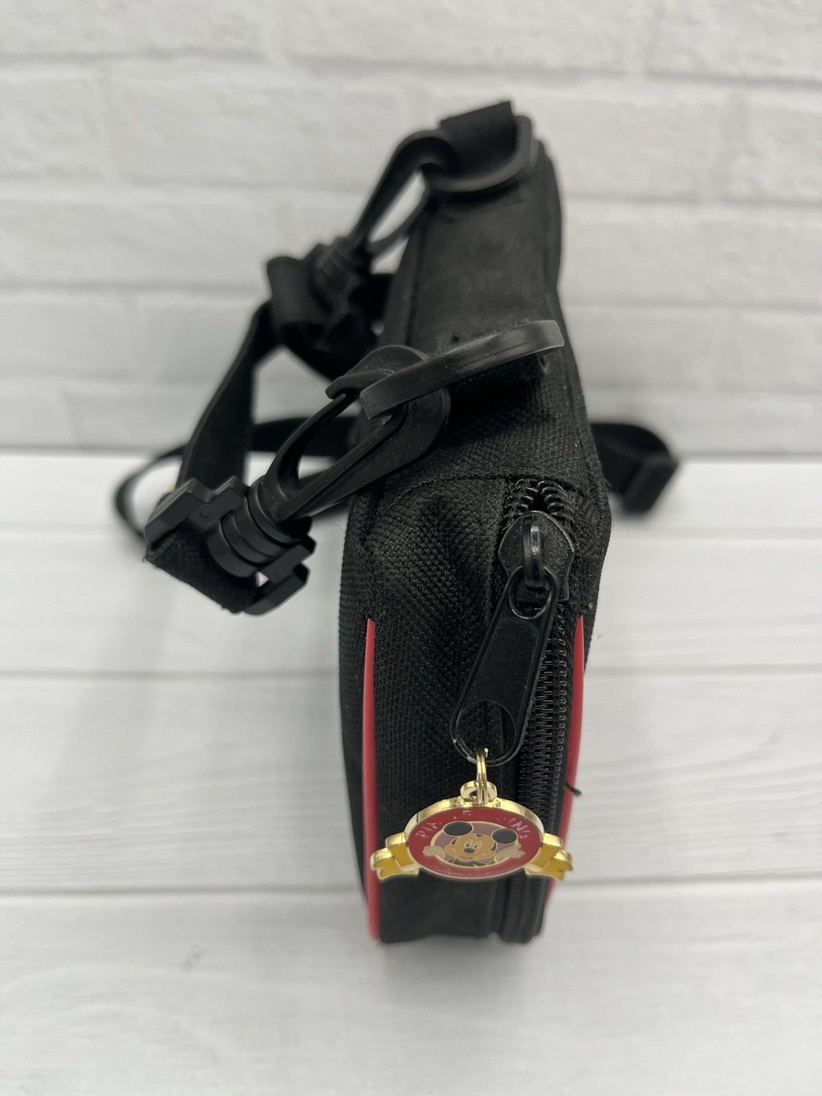 Disney Pin Trading Bag Mickey Mouse Small Black Red Yellow Embroidered