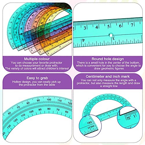 Pieces Protractors Bulk Plastic 180 Degrees Inch Translucent Protractors for 6