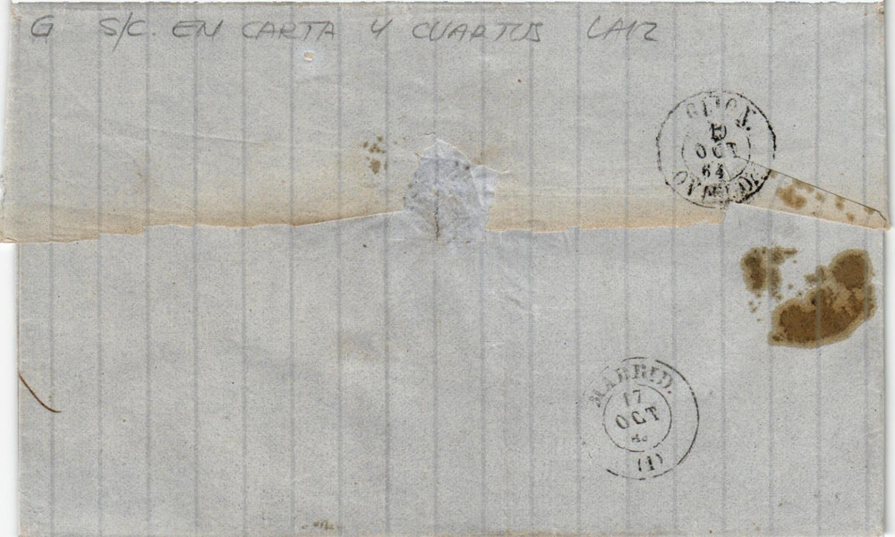 Spain 1864 cover from Montefrio (Granada) (2818)