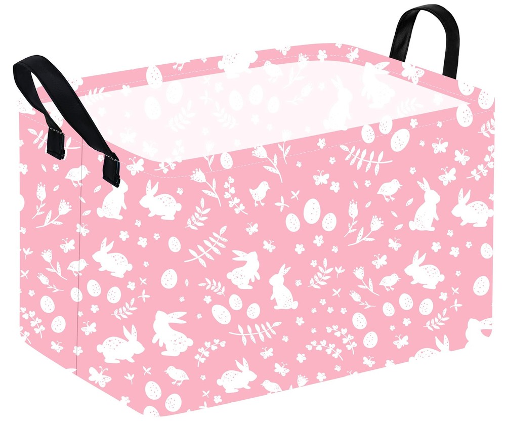 VAIVUSTO Easter Storage Basket Easter Bunny Storage Bin Collapsible Nursery H...