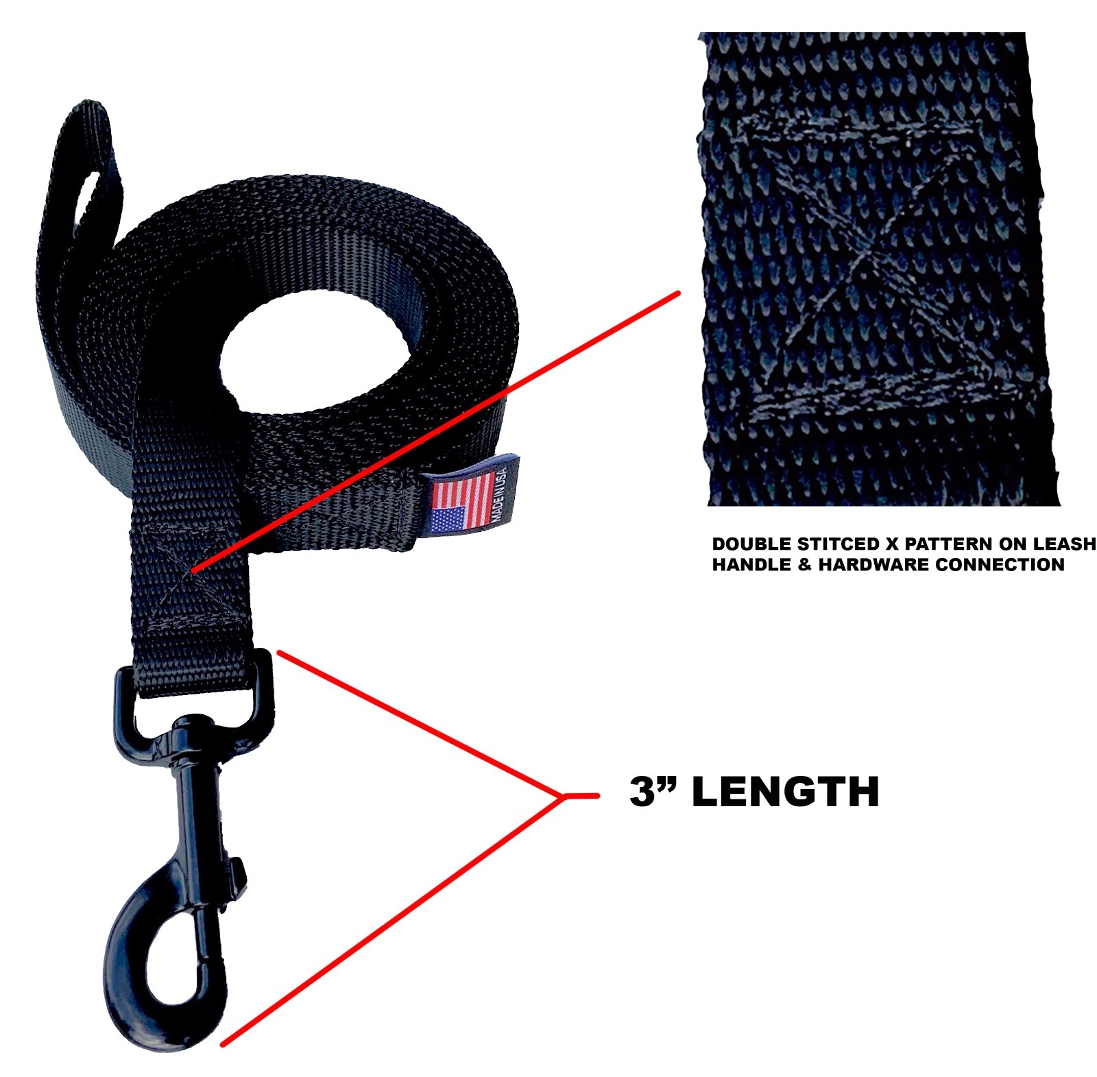 Dog Leash Short Long Lead Obedience Training 1" Many Colors/Lengths MADE IN USA