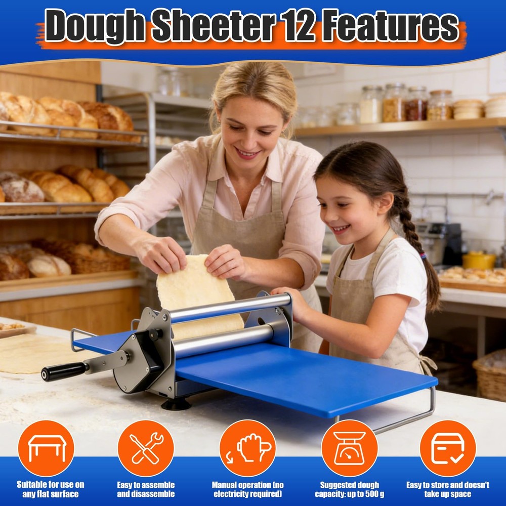 Folding Dough Rolling Machine，Manual Dough Sheeter ，Compact Dough Sheeter Mac...