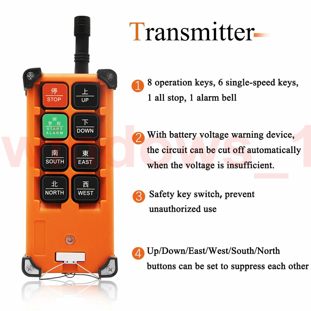 Crane Wireless Remote Control Electric Lift Radio Switch Transmitter Receiver