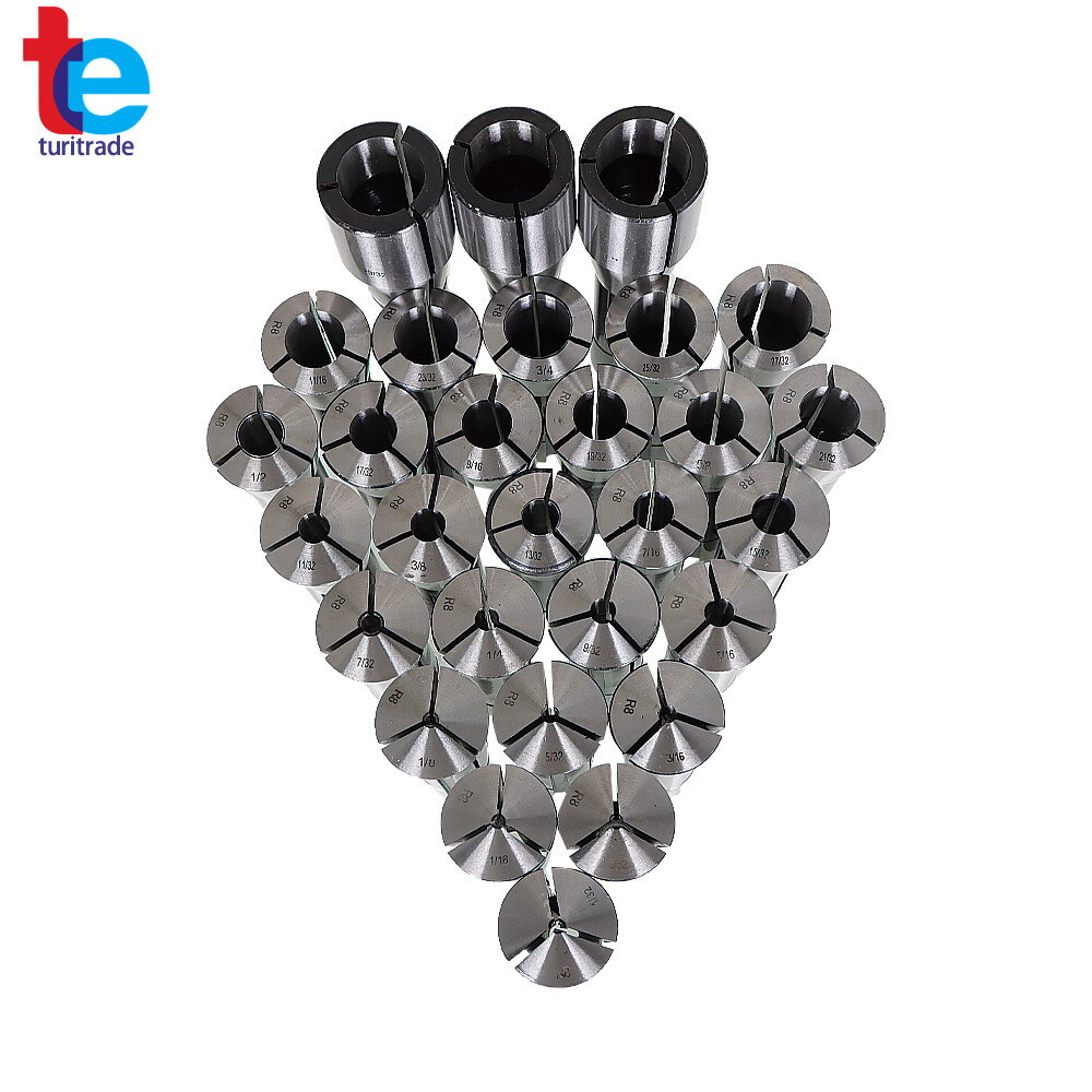 29Pcs R8 Spring Collet Set Fractional 1/32" To 1" High Precision for Bridgeport