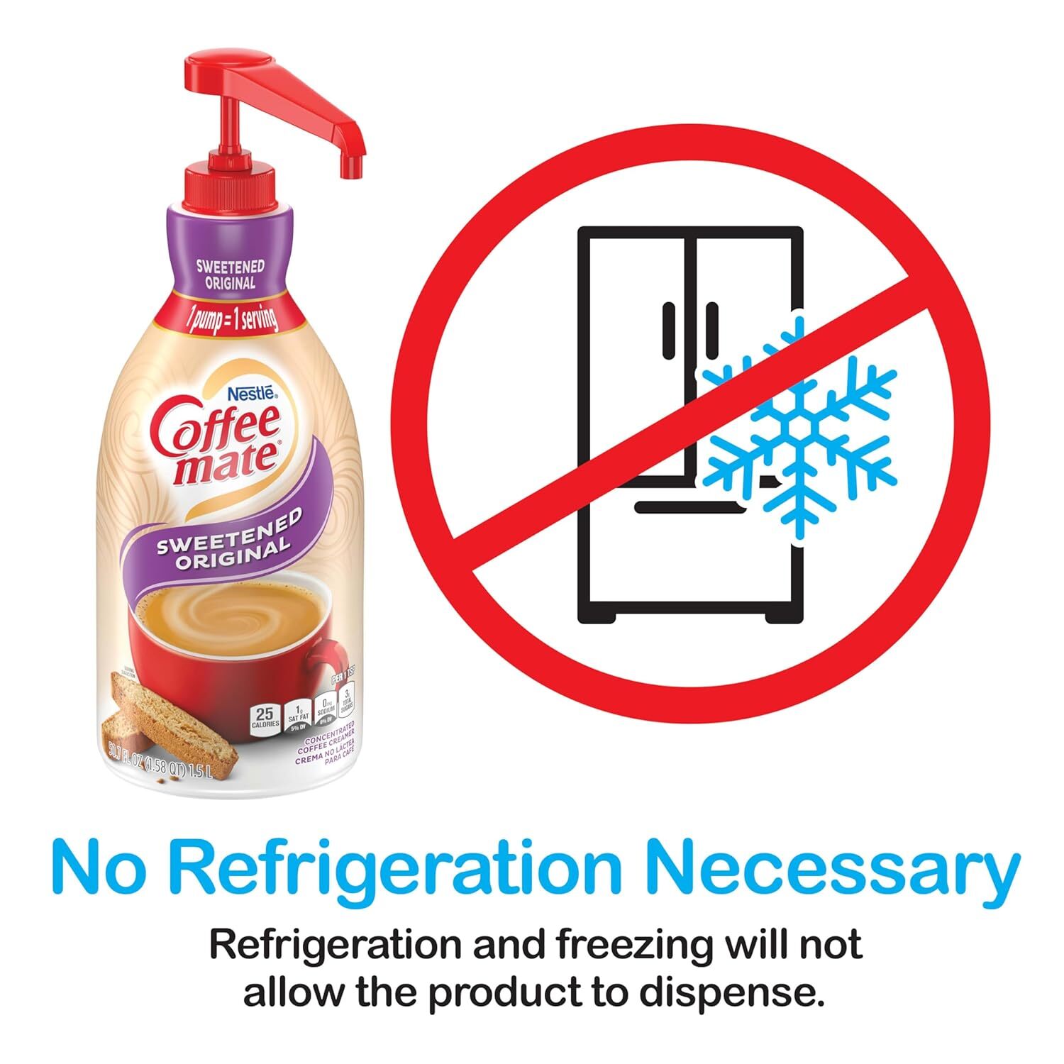 Nestle Coffee Mate Coffee Creamer, Sweetened Original, Concentrated Liquid Pump