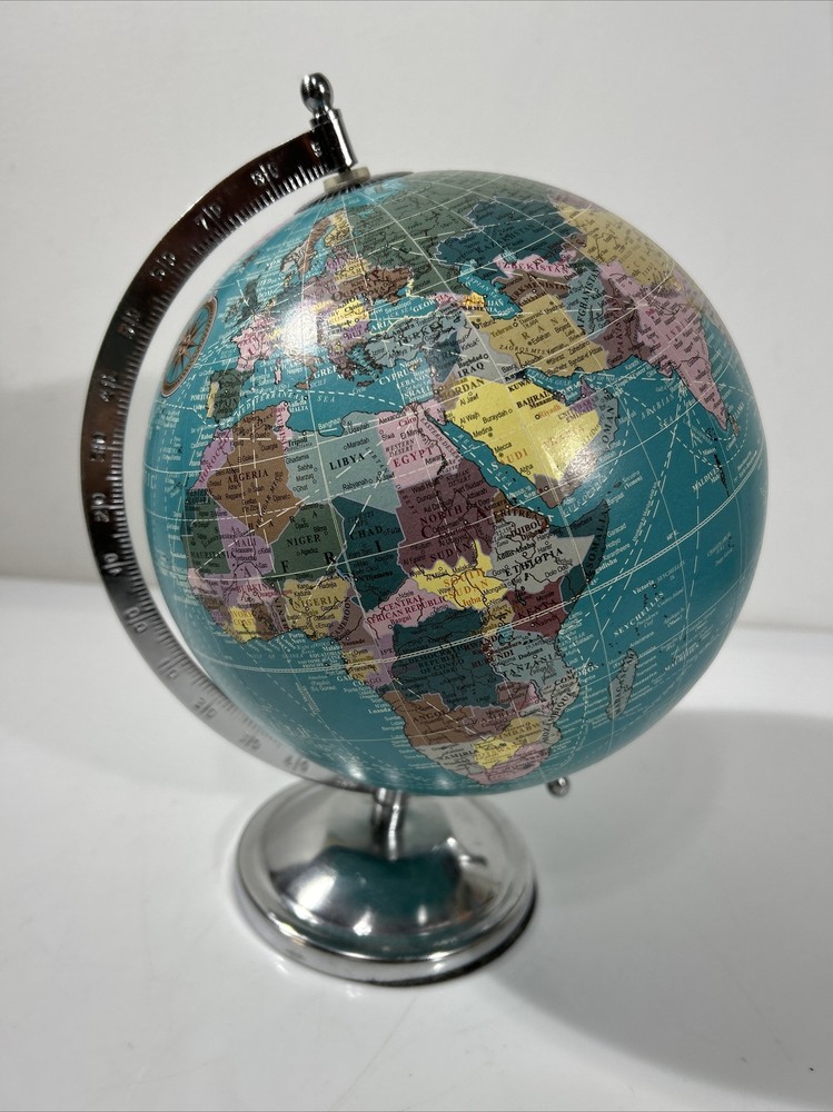 Decorative Globe Desk Spinning Silver