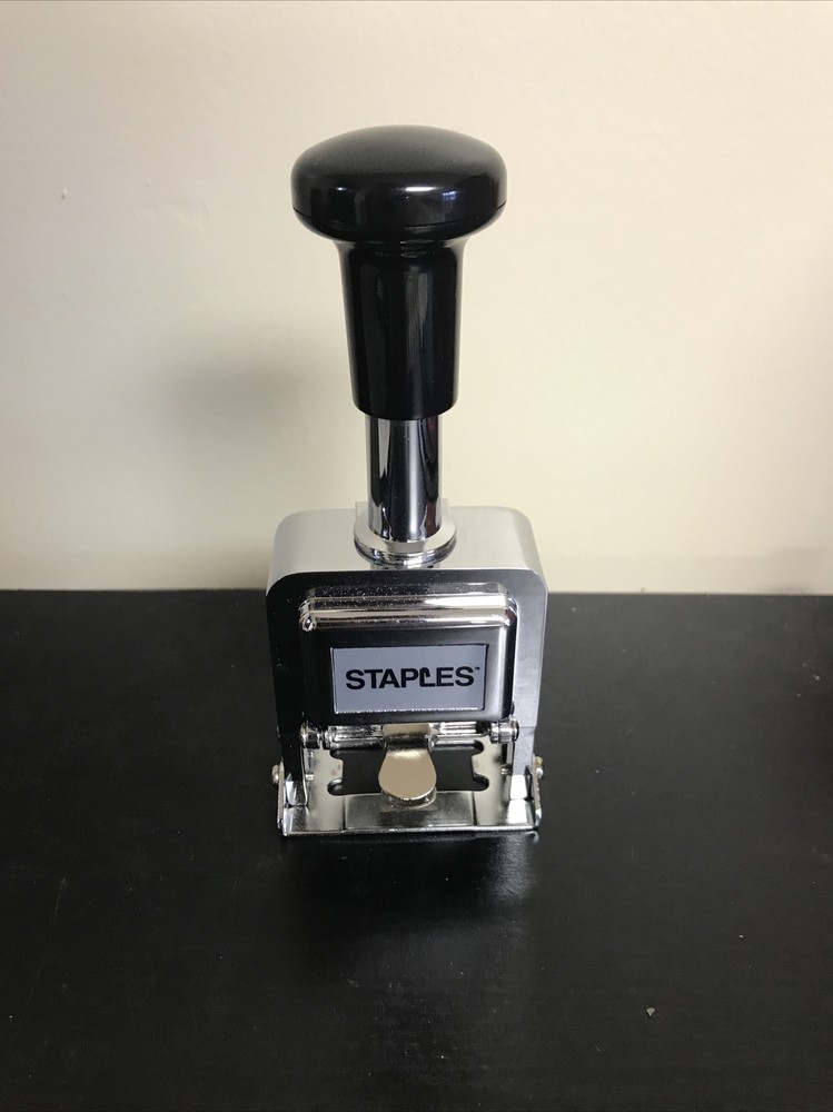 Staples Automatic Numbering Machine, New In Box- 6 Number Stamp Machine