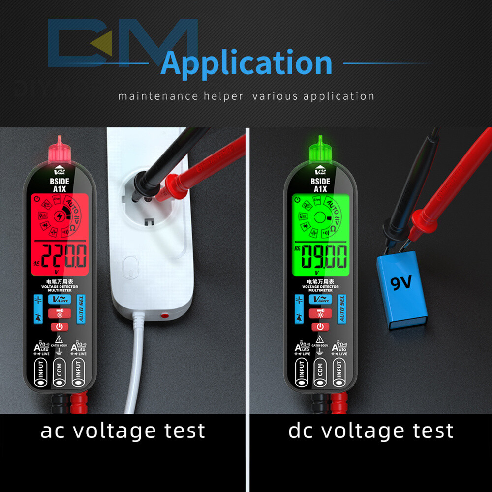 BSIDE A1X Digital Multimeter 1999 Counts AC/DC Voltage Tester Resistance Meter