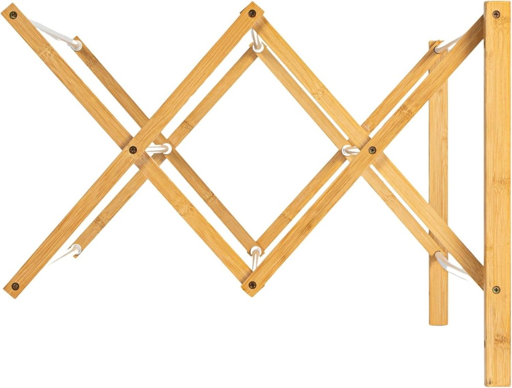 Bamboo Metal Wall Mounted Retractable Drying Rack