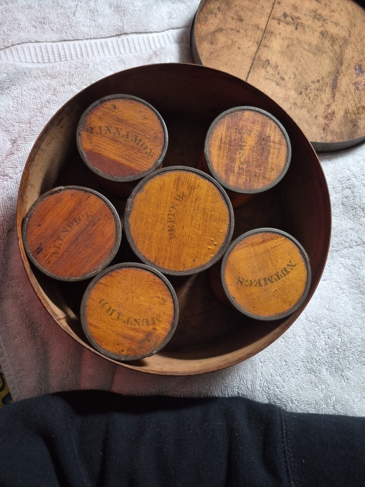 Antique Spice Box Pine Bentwood 1800's Primative