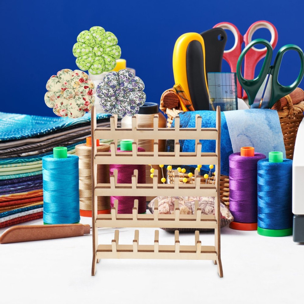 Simple Wooden Thread Holder for Easy Storage and Access to Spools