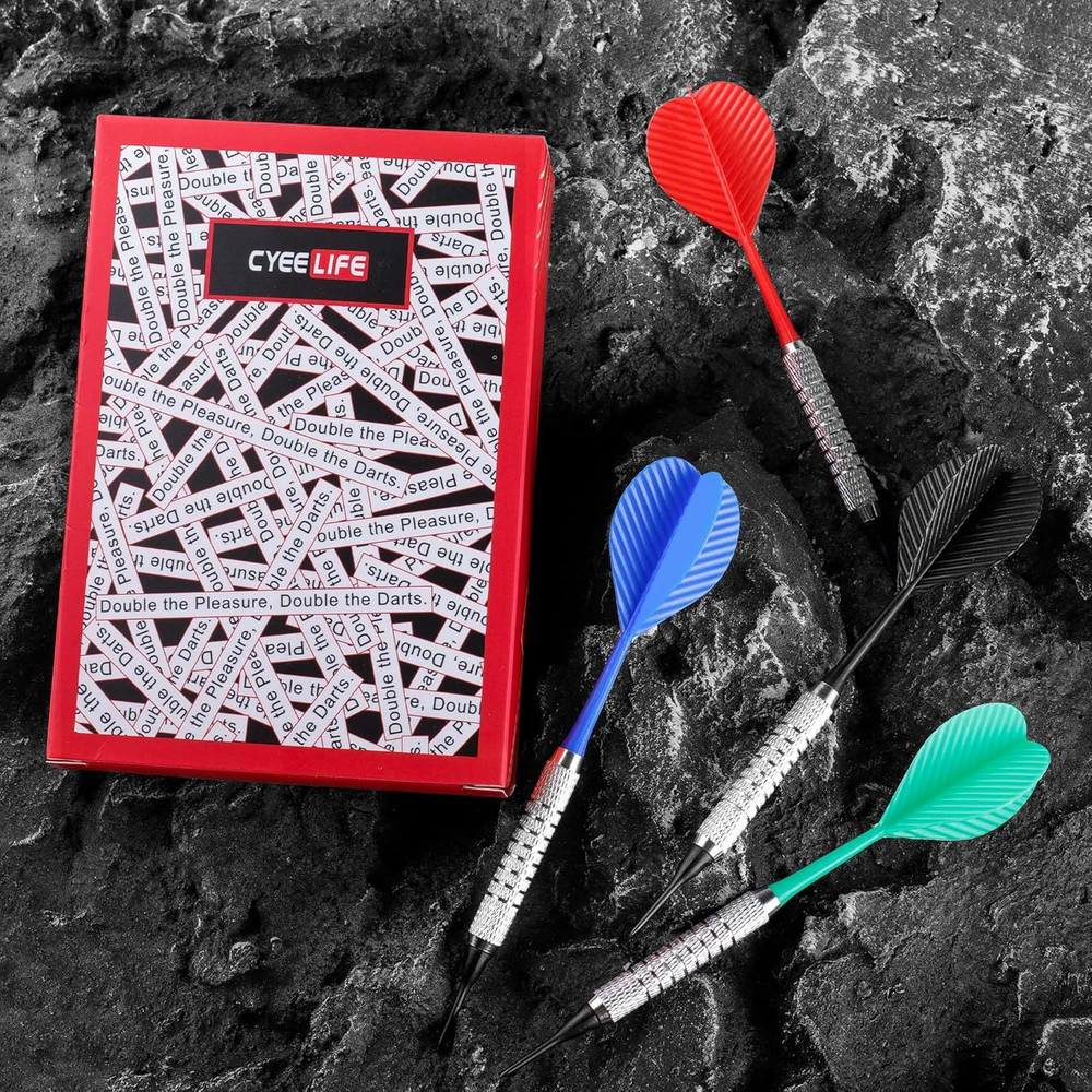 Plastic Tip Darts, 12Pcs Soft Darts Set with 100 Plastic Tips