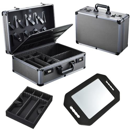Professional Barber Case with Barber Clipper Tray Organizer, 6 Adjustable