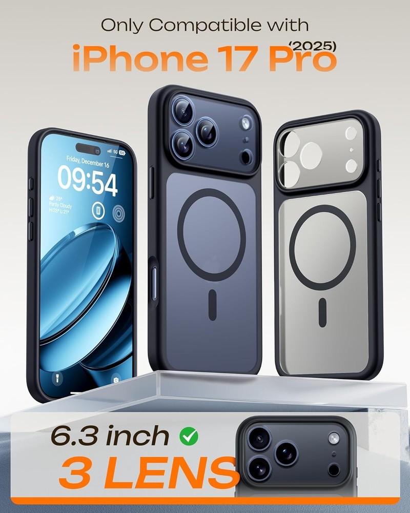 iPhone 17 Pro Case, Built-in Magnetic Ring, Full Camera Protection, Drop Protect