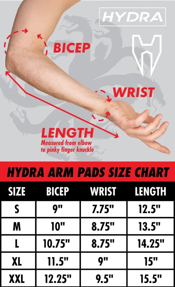 NEW Hydra Black Arm Pads - Black/Grey - Medium