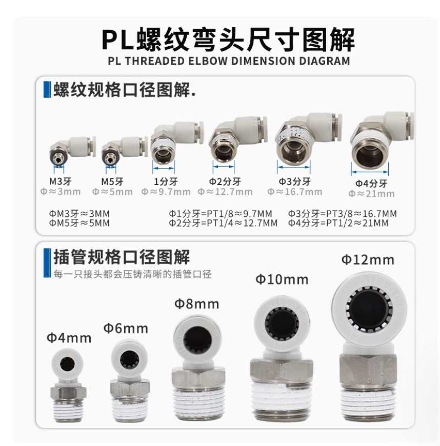 10PC NEW AirTac Threaded bent express connector APL6-03 #LL