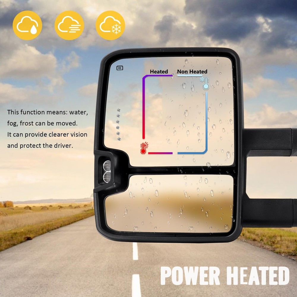 Towing Mirrors Chrome Switchback Lights Compatible with 2003-2007 Chevy Silve...