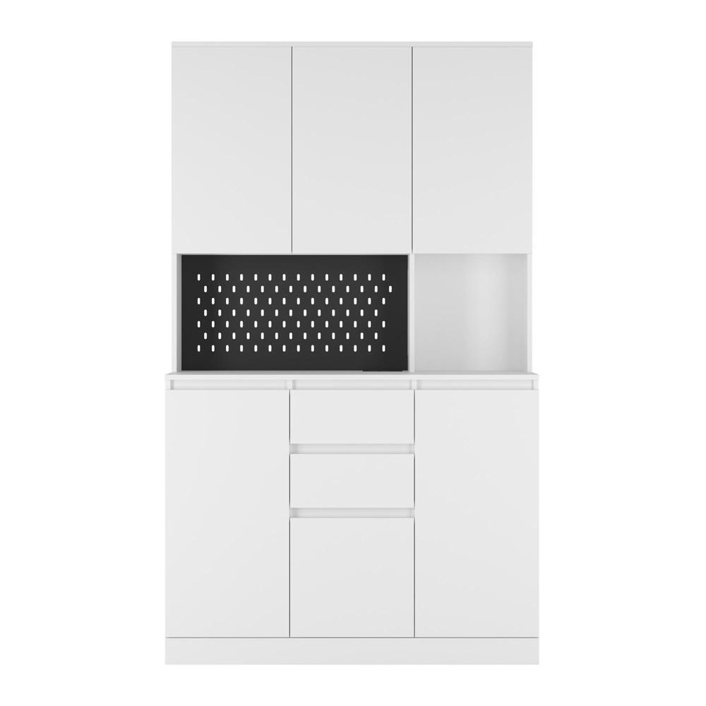 White Modern Freestanding Sideboard with Charging Station