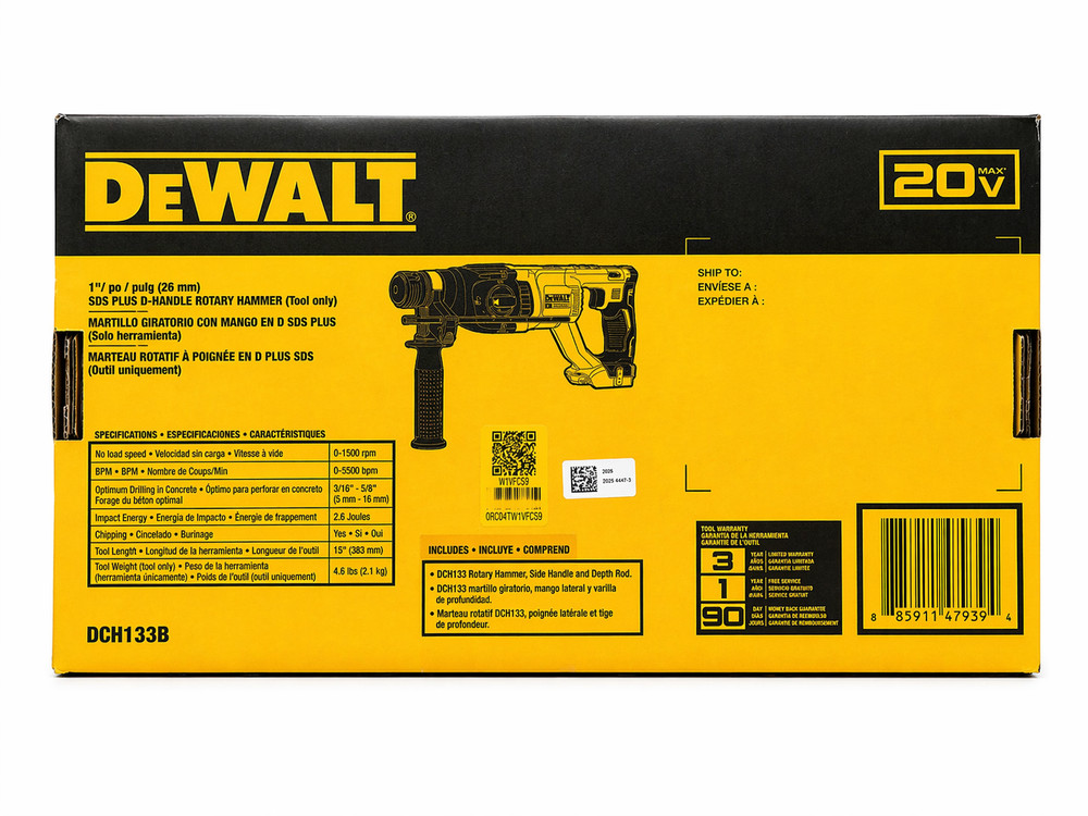 DEWALT 20V Max SDSPlus Rotary Hammer Drill 1in Variable Speed Cordless TOOL ONLY