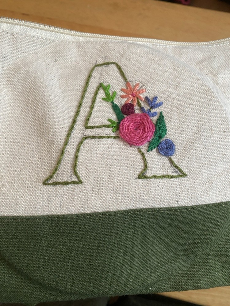 Brand New Customize Embroidery Hand made Pouch- Letter A Pattern