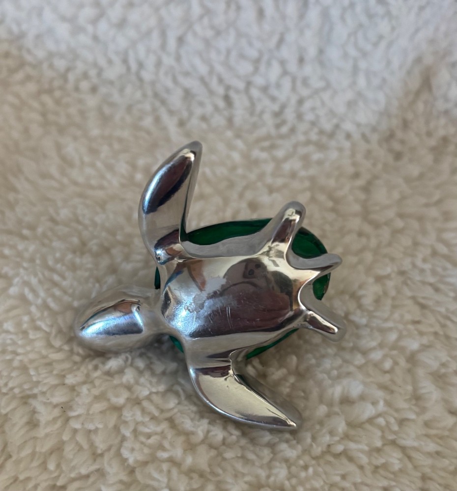 TURTLE FIGURINE MADE FROM ABALONE SHELL & STAINLESS 2”