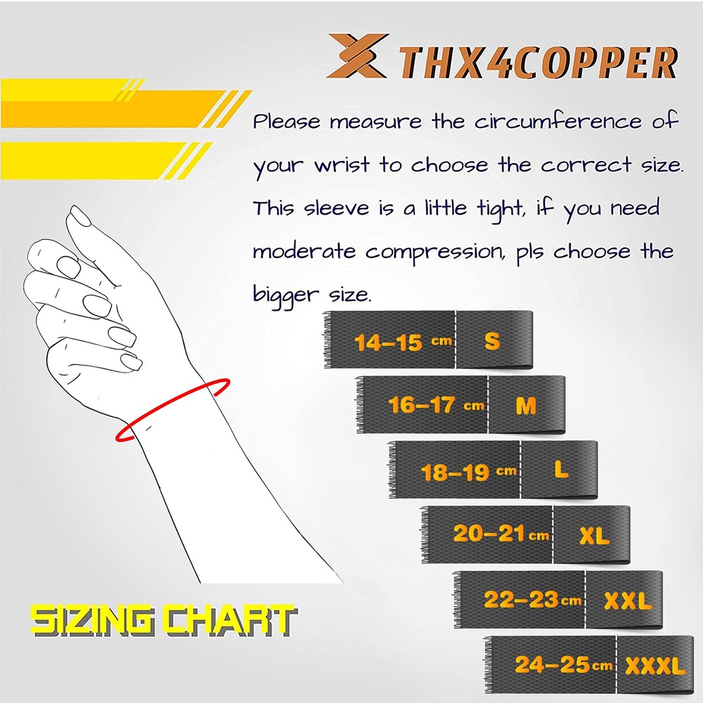 THX4COPPER Compression Wrist Sleeve - Copper Infused Small, Black