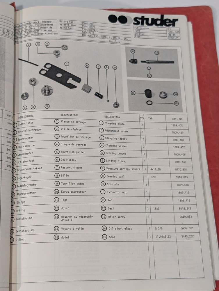 Studer S40-12 Instruction Manual Universal Cylindrical Grinder