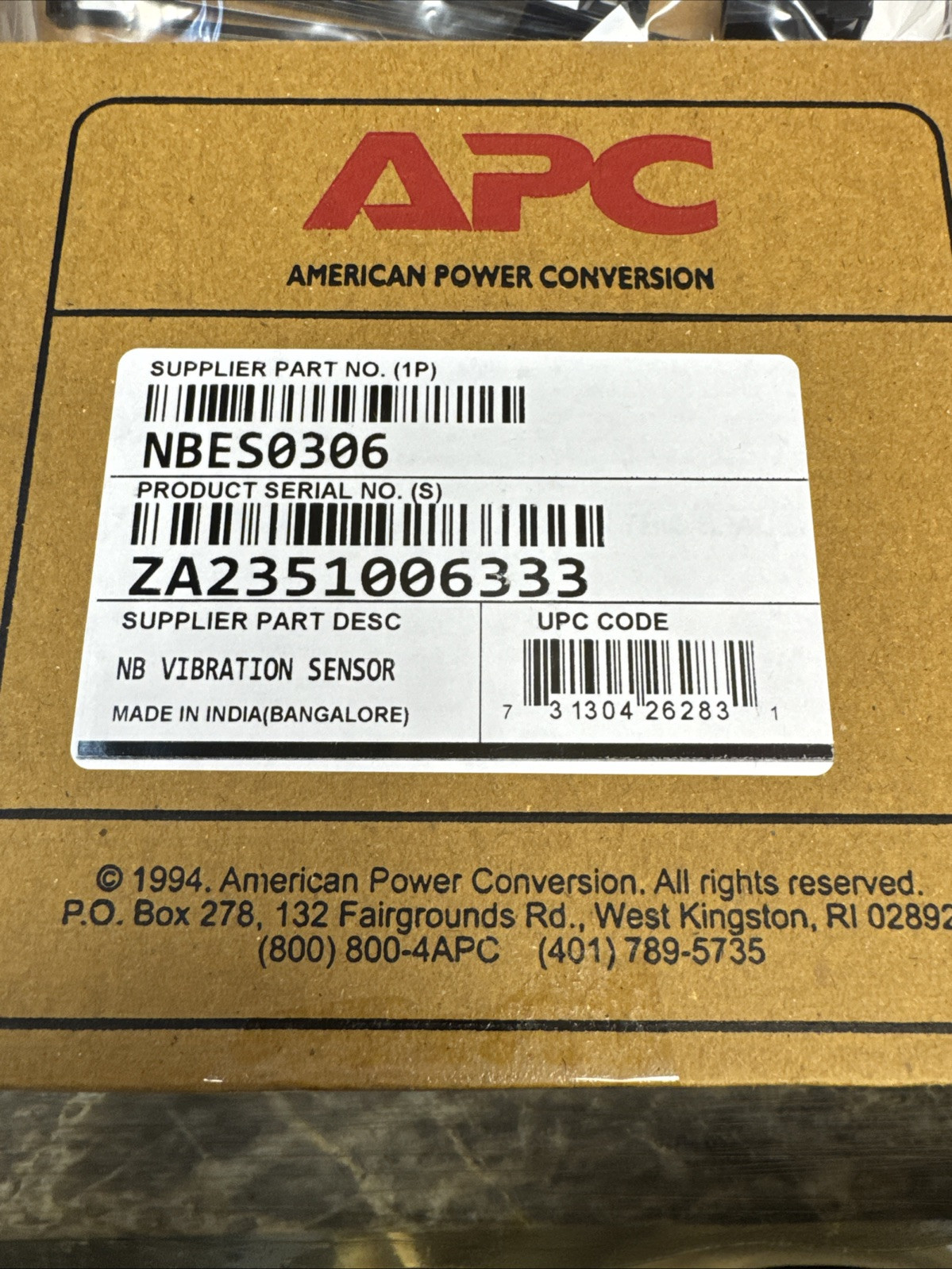 APC NETBOTZ Vibration Sensor 12 FT NBES0306
