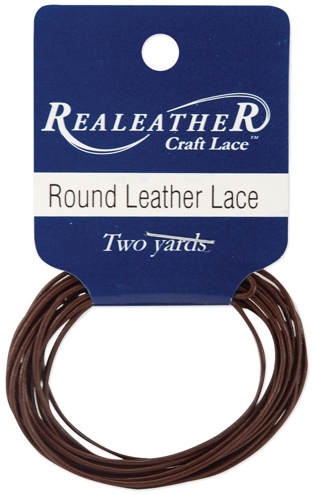 Round Leather Lace 1mmX2yd Packaged Brown