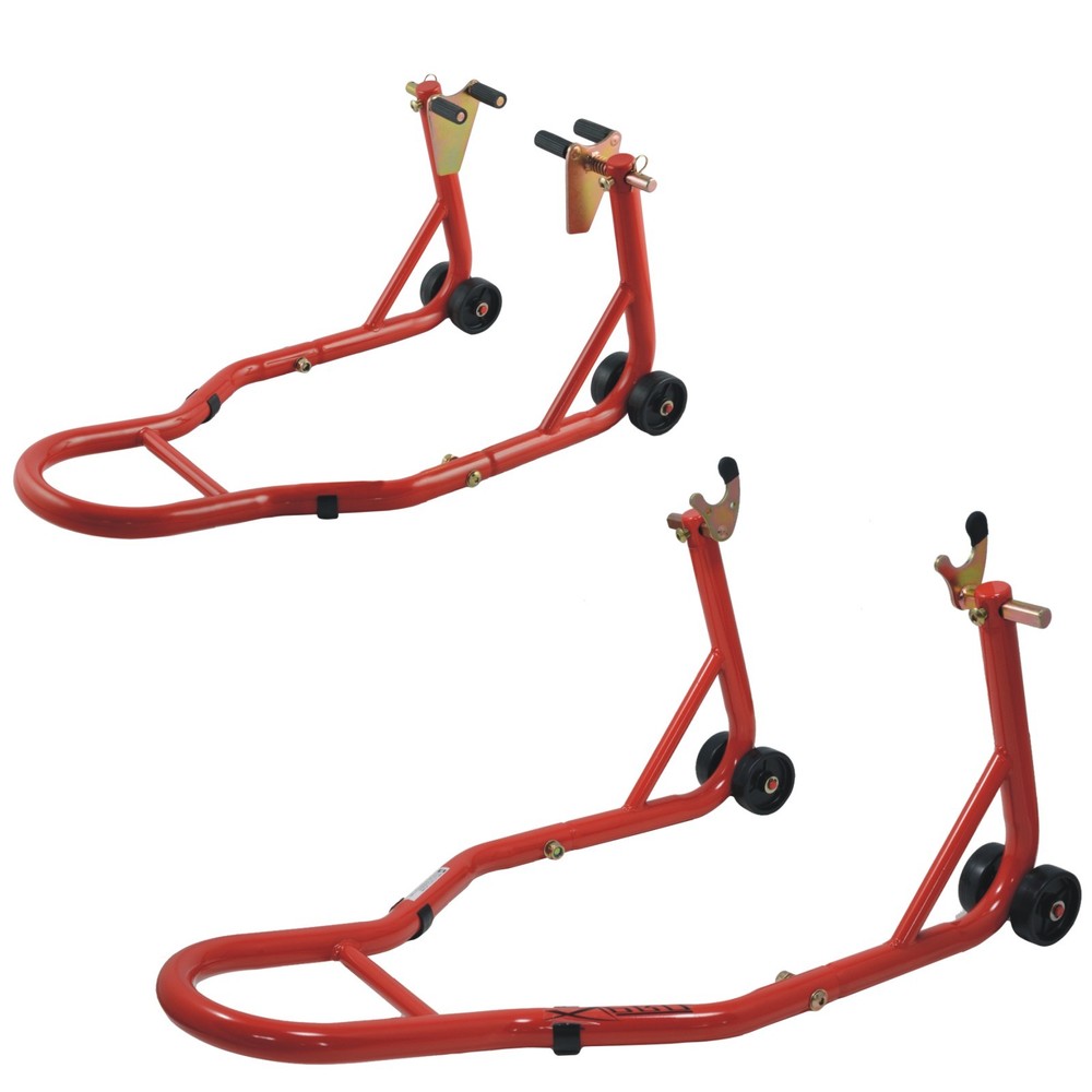 Universal Motorcycle Lift Stand Front Rear Adjustable Red