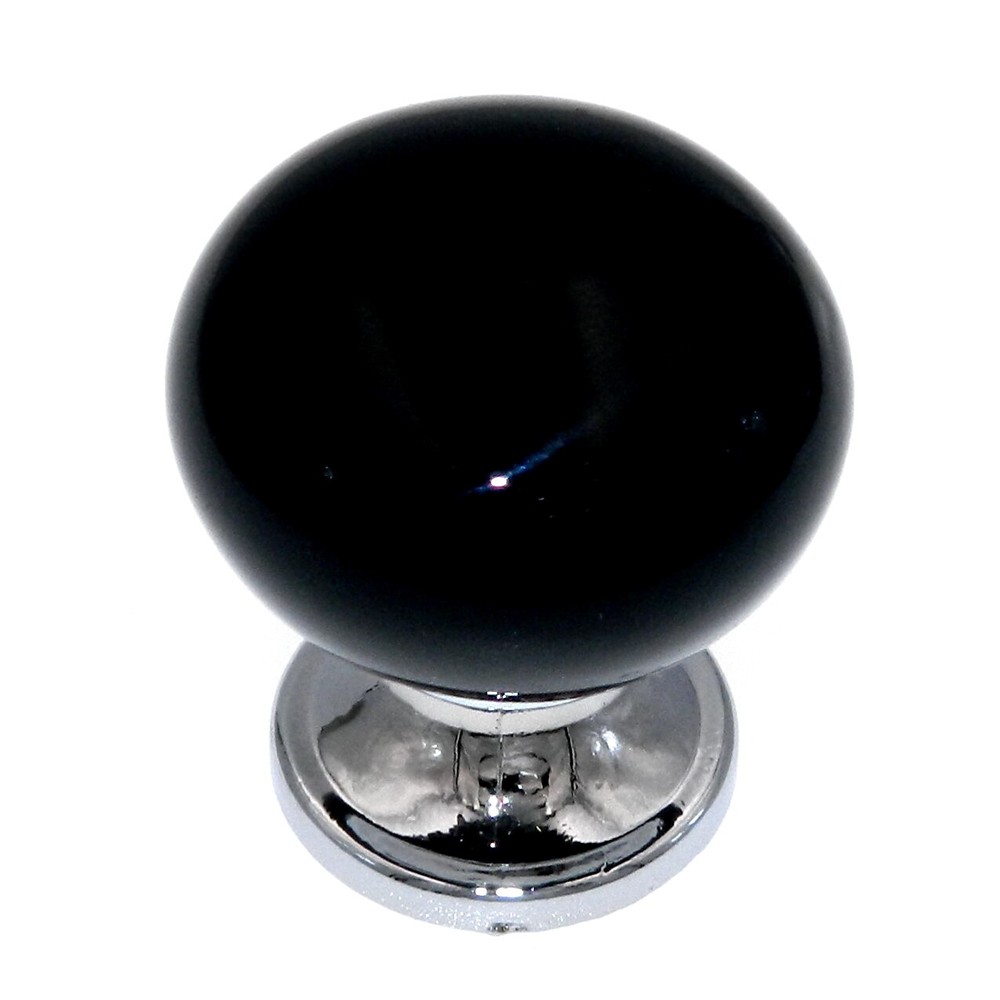 12 Pack Liberty Black Ceramic 1 1/8" Knobs with Polished Chrome P37371C-PC