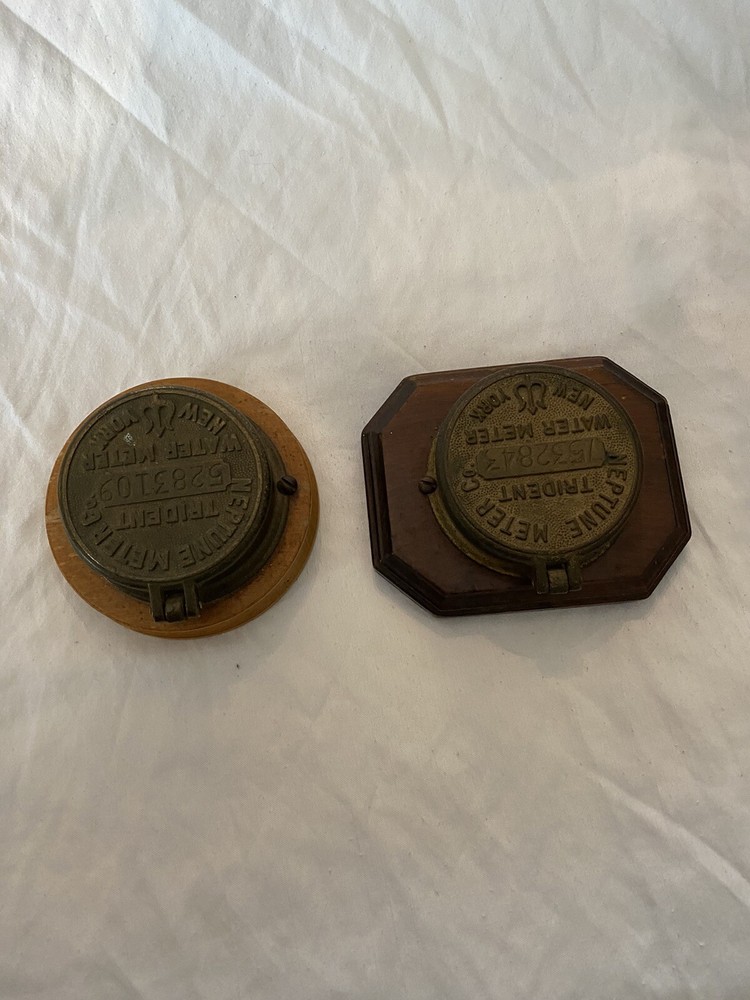 2 Vintage Brass Water Meter Cover