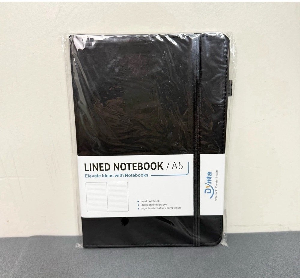 Dynta A5 Lined Notebook Journal Black NEW