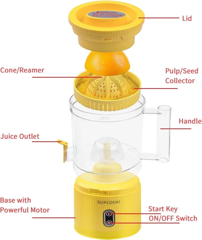 Electric Rechargeable Citrus Juicer - Automatic Sq
