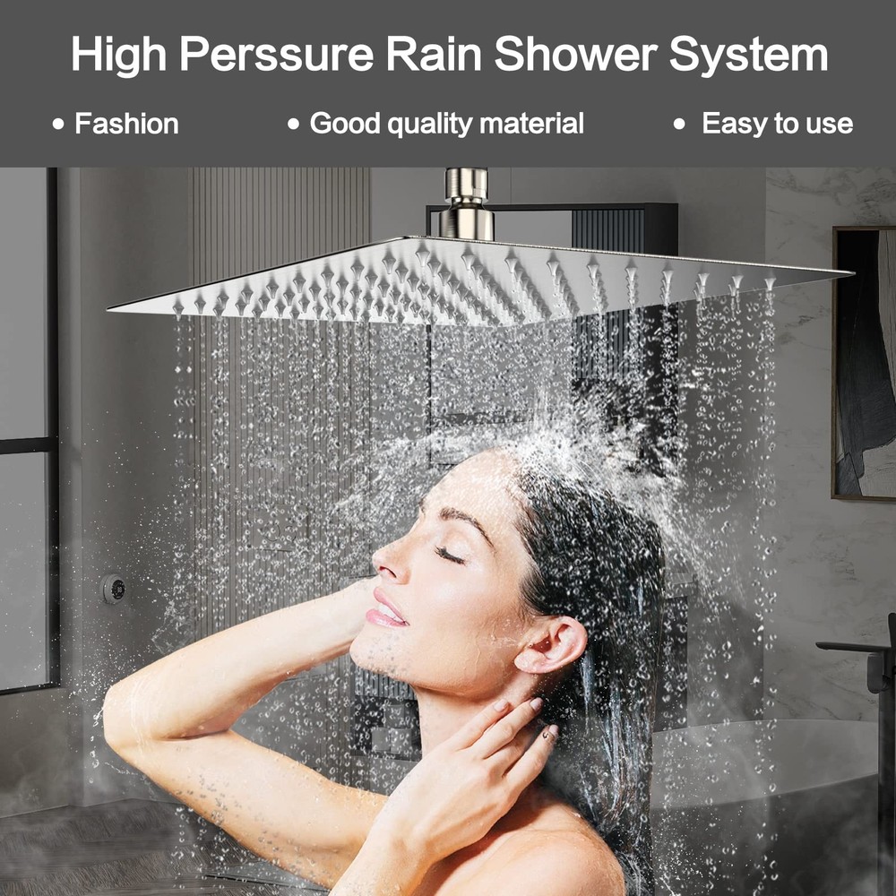 Rain Shower System 12 Inches Shower Head with Handheld Combo Set for Bathroom...