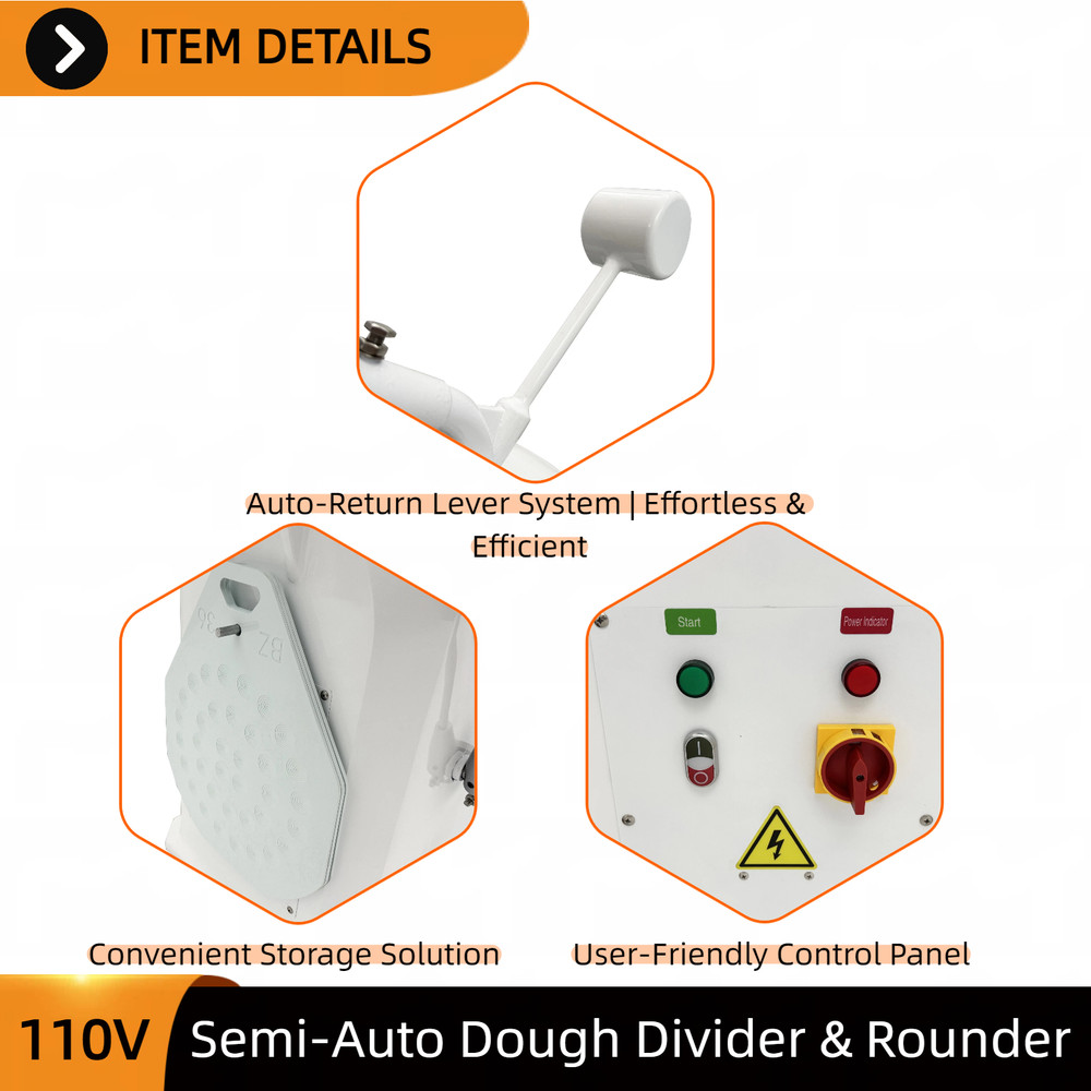 30-Blocks Dough Divider Rounder Semi-Automatic Commercial Baking Machine 30-100g