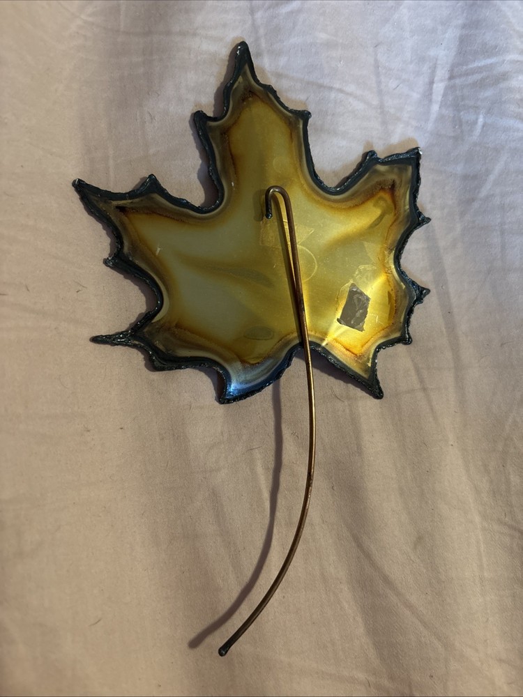 Vintage Copper Maple Leaf w/hook stem wall hang decorative tree clear finish