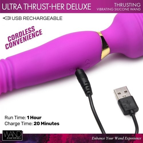Ultra Thrust-Her Deluxe Double Ended Thrusting and Vibrating Silicone Wand