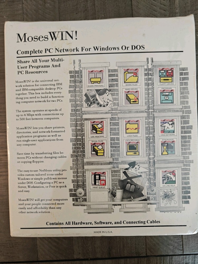 MOSES Networking for Windows or DOS NEW Sealed In BOX Vintage Computing