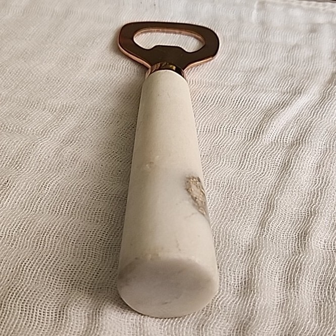Marble Handle Bottle Opener Gold Toned